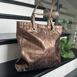 Michael Kors, copper metallic signature tote, handbag purse, carry all jet set